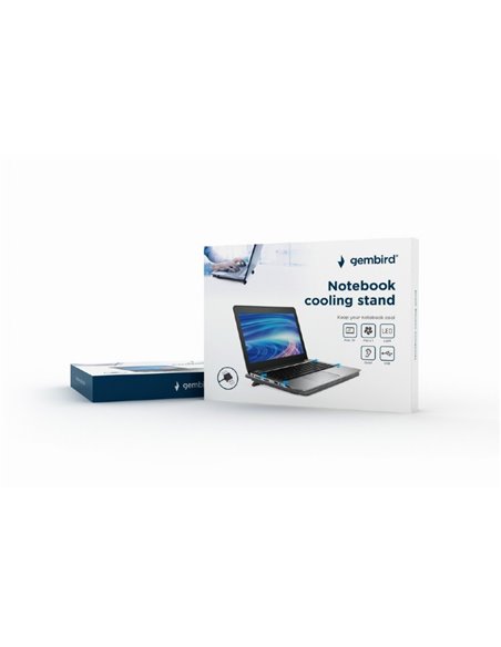 Gembird NBS-1F15-04, Notebook cooling stand, up to 15.6”, LED backlight in fans, Large 12 cm cooling fan, 1000 RPM (± 10 %), ...