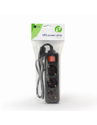 Фильтр сетевой для ИБП Gembird EG-PSU3-01 / 3 Schuko sockets / 0.6 m / Black