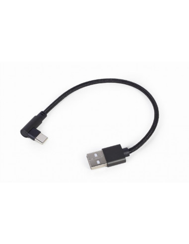 Cable USB2.0/Type-C - Cablexpert CC-USB2-AMCML-0.2M, 90° angled USB Type-C charging and data cable 0.2 m, black