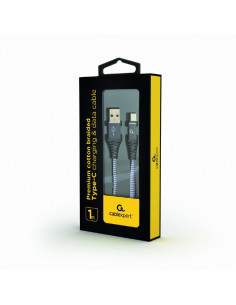 Cable USB2.0/Type-C Premium cotton braided - 1m - Cablexpert CC-USB2B-AMCM-1M-WB2, Spacegrey/White, USB 2.0 A-plug to type-C ... 2