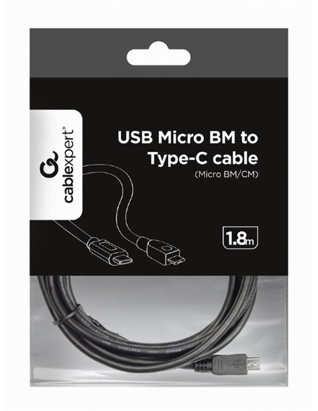 Cable USB 2.0 Micro BM to Type-C - 1.8m - Cablexpert CCP-USB2-mBMCM-6, USB 2.0 Micro BM to Type-C cable (Micro BM/CM), 1.8m