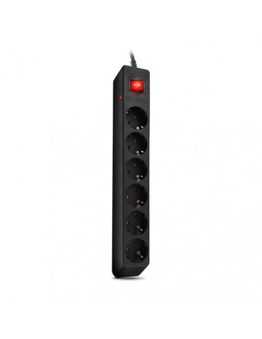 Surge Protector SVEN Optima, 6 Sockets with children protection, 5m, Black