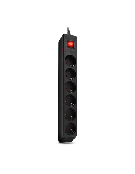 Surge Protector SVEN Optima, 6 Sockets with children protection, 5m, Black