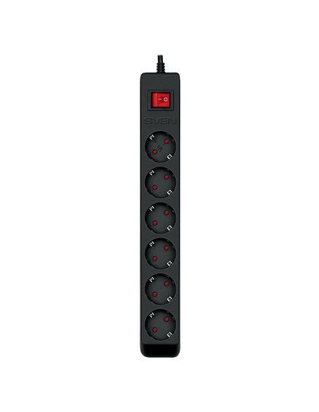Surge Protector SVEN Optima, 6 Sockets with children protection, 5m, Black