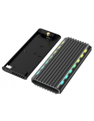 USB enclosure for M.2 NVMe drives, USB 3.1 gen 2 (10 Gbps), RGB LED backlight, aluminum, support: M.2 of 22 mm 2230, 2242, 22...