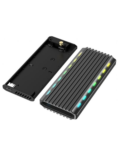 USB enclosure for M.2 NVMe drives, USB 3.1 gen 2 (10 Gbps), RGB LED backlight, aluminum, support: M.2 of 22 mm 2230, 2242, 22...