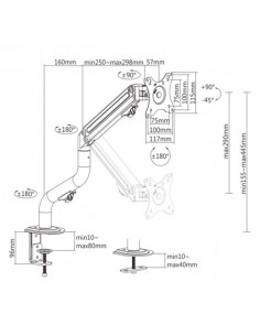 Arm for 1 monitor 17”-32” - Gembird MA-DA1-02, Adjustable desk display mounting arm, Gas spring 2-8kg, VESA 75/100, arm rotat... 2