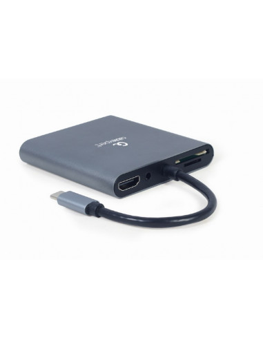 Многопортовый Адаптер Gembird A-CM-COMBO6-01/ USB-C/ USB-A 3.1/ 1xUSB-C/ HDMI/ VGA/ miniJack 3.5mm/ SD/ microSD