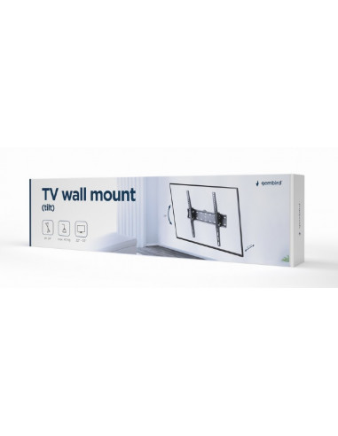 TV-Wall Mount for 32-55”- Gembird ”WM-55T-02”, Tilt, max. 40 kg, Distance TV to Wall: 53 mm, max. VESA 400 x 400, Black