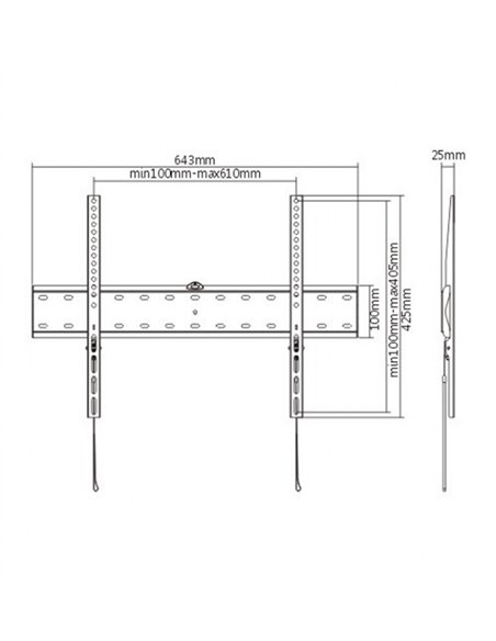 TV-Wall Mount for 37-70”- Gembird ”WM-70F-01”, Fixed, max. 40 kg, Distance TV to Wall: 25 mm, max. VESA 600 x 400, Black