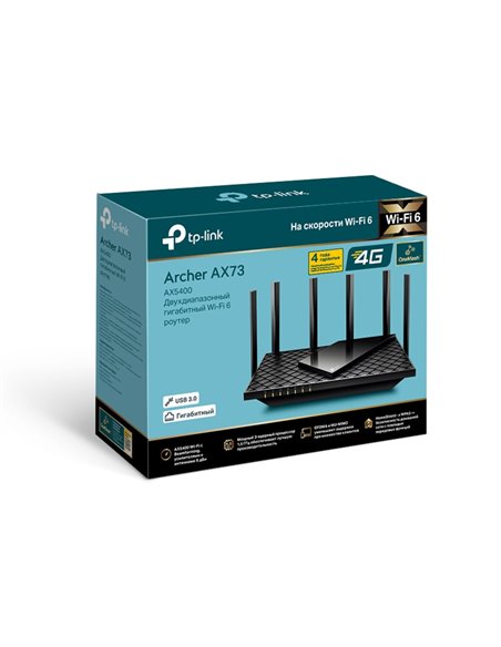 Wi-Fi роутер TP-LINK Archer AX73 / AX5400 Dual Band / Wi-Fi6 / Gigabit / 1WAN+4LAN / USB3.0 / 6 external antennas
