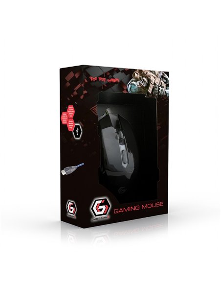 Gembird MUSG-001-B, Gaming Optical Mouse, 2400dpi adjustable, 6 buttons, Illuminated (Blue light) scroll wheel, logo and sid...