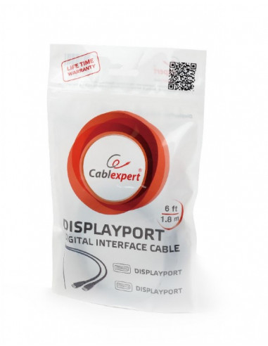 Cable DP - 1.8m - Cablexpert CC-DP2-6, 1.8 m, DisplayPort, digital interface cable, bulk packing