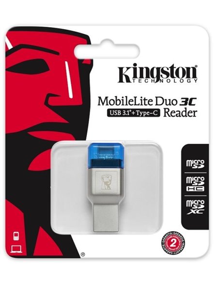 Card Reader Kingston MobileLite Duo 3C, USB3.1 + USB Type C, Dual Interface, microSD