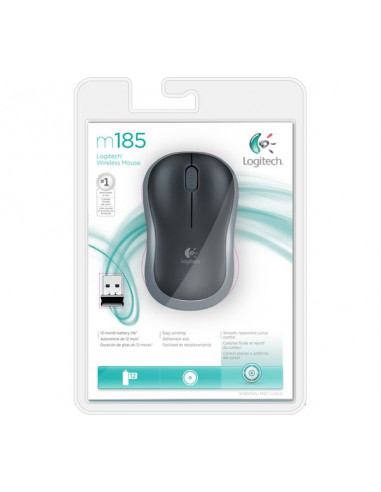 Беспроводная Мышь Logitech M185 Swift Grey, Grey/Black