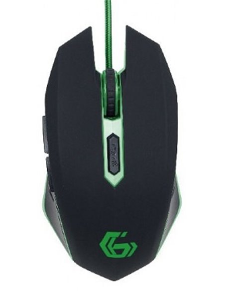 Gembird MUSG-001-G, Gaming Optical Mouse, 2400dpi adjustable, 6 buttons, Illuminated scroll wheel, logo and side accents; No...