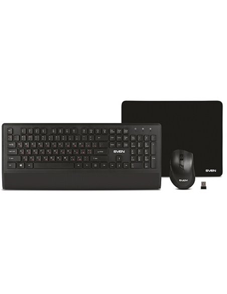 SVEN KB-C3800W, Wireless, Keyboard & Mouse & Mouse Pad, 2.4GHz, Multimedia Keyboard (104 keys, 12Fn-keys) + Mouse (5+1 keys (...