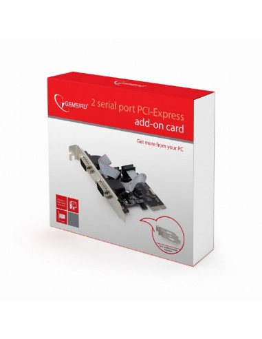 Gembird SPC-22, 2 x Serial ports, PCI-Express, with extra low-profile bracket