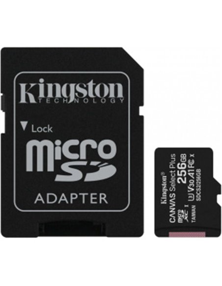 Карта памяти microSD 256GB Kingston Canvas Select Plus, 100MBps, + SD adapter