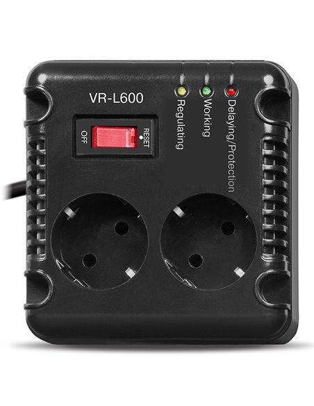 SVEN VR-L600, 200W, Automatic Voltage Regulator, 2x Schuko outlets, Input voltage: 184-285V, Output voltage: 230V ± 10%, diod...