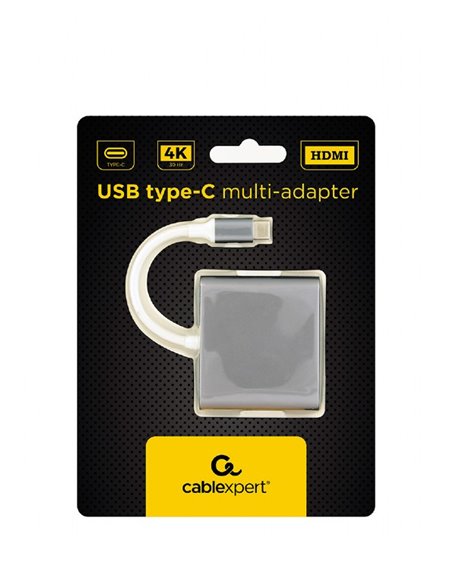 Многопортовый Адаптер Gembird A-CM-HDMIF-02-SG/ USB-C/ 1xUSB-A/ 1xUSB-C/ HDMI