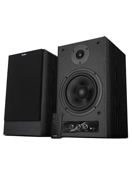 SVEN MC-30 Black, 2.0 / 2x100W RMS, D-CLASS AMPLIFIER WITH DSP, remote control, dimensions 225x255x355 mm, black, wooden.