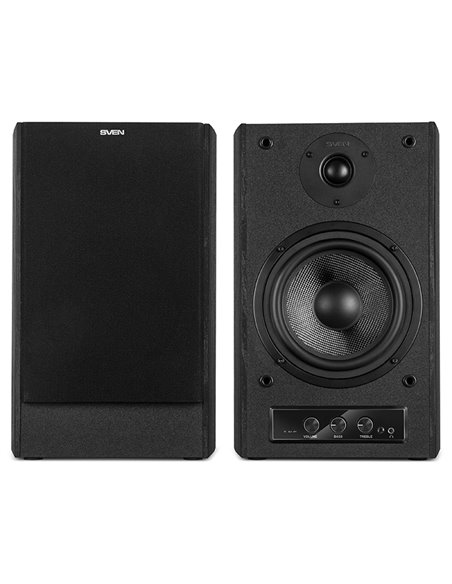 SVEN MC-30 Black, 2.0 / 2x100W RMS, D-CLASS AMPLIFIER WITH DSP, remote control, dimensions 225x255x355 mm, black, wooden.