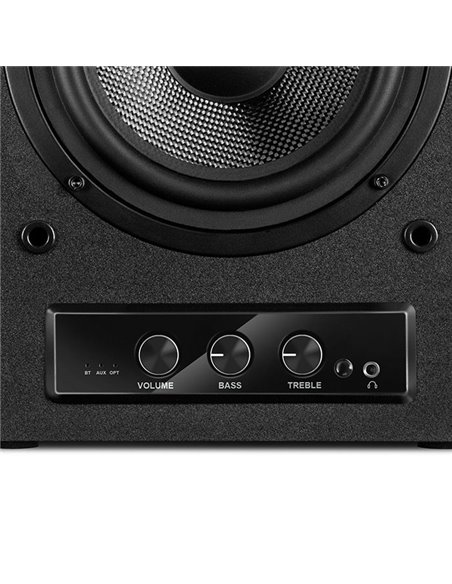 SVEN MC-30 Black, 2.0 / 2x100W RMS, D-CLASS AMPLIFIER WITH DSP, remote control, dimensions 225x255x355 mm, black, wooden.