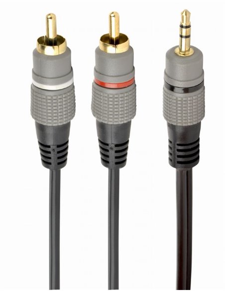 Audio cable 3.5mm-RCA - 2.5m - Cablexpert CCA-352-2.5M, 3.5 mm stereo plug to 2*RCA plugs 2.5m cable, gold-plated connectors,...