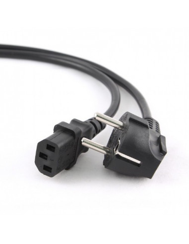 Power cord PC-186-VDE-5M, 5m, Schuko input and right angled C13 output, with VDE approval, Black