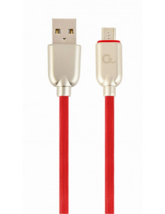Cable USB2.0/Micro-USB Premium Rubber - 2m - Cablexpert CC-USB2R-AMmBM-2M-R, Red, USB 2.0 A-plug to Micro-USB plug, blister