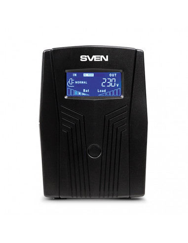 SVEN Pro 650 (LCD,USB), Line-interactive UPS with AVR, 650VA /390W, Multifunction LCD display, 2x Schuko outlets, 1x7AH, AVR:...