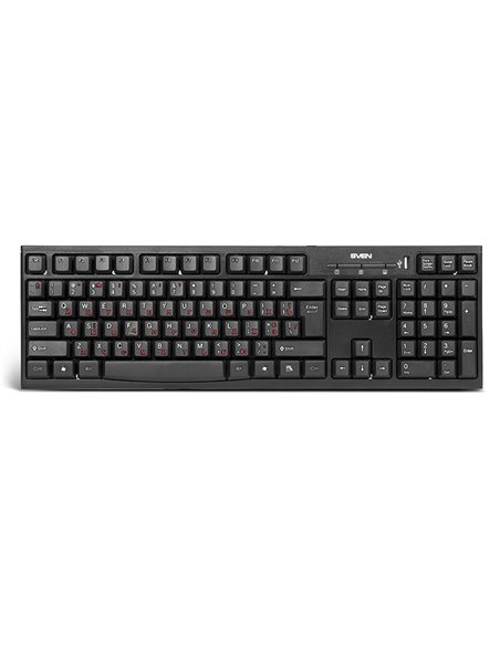 SVEN Standard 304 USB+HUB, Keyboard, USB 2.0 Hub 1-port, Black