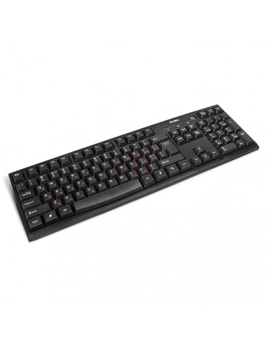 SVEN Standard 304 USB+HUB, Keyboard, USB 2.0 Hub 1-port, Black
