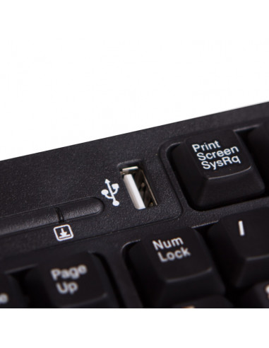 SVEN Standard 304 USB+HUB, Keyboard, USB 2.0 Hub 1-port, Black