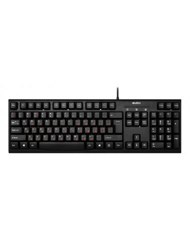 SVEN KB-S300, Keyboard, Waterproof design, 104 keys, traditional layout, Comfortable, quiet and precise keystroke, USB, OS co...