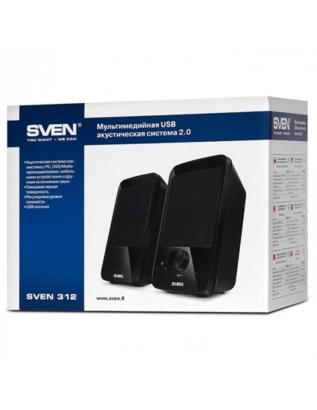 Boxe SVEN 312 / 2.0 / 4W RMS / USB power supply / Black Boxe SVEN 312 / 2.0 / 4W RMS / USB power supply / Black