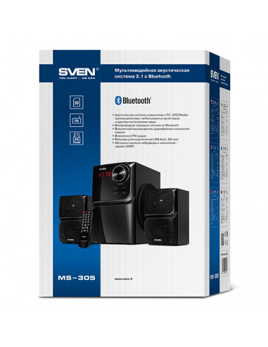 Boxe 2.1 SVEN MS-305 / 40W RMS / Bluetooth / FM-tune / USB Flash / SD card / Black