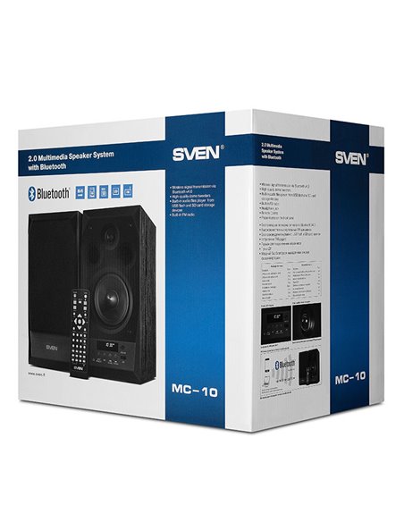 Boxe 2.0 SVEN MC-10 / 50W RMS, Bluetooth / FM / USB / SD card / Black