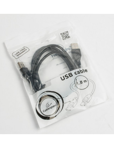 Cable USB2.0 - 1.8m - Cablexpert CCP-USB2-AMAM-6, 1.8 m, USB 2.0 A-plug to A-plug, Black