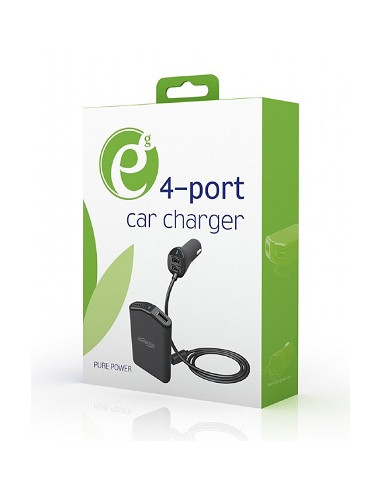 USB Car Charger - EnerGenie EG-4U-CAR-01, 4x USB ports, Input 12/24V DC, Output: up to 2.4 A, charge up to 4 devices simultan...