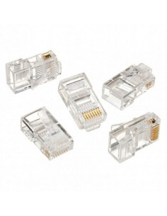 RJ45 Modular Plug LC-8P8C-001/100, Modular plug 8P8C for solid LAN cable, 30u” gold plated, 100 pcs/bag