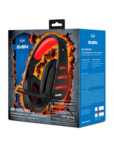 Casti SVEN AP-U997MV, Black/Red