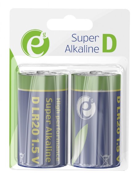 Щелочная батарея D-типа Gembird EG-BA-LR20-01/ LR20 1.5V/ 2pcs