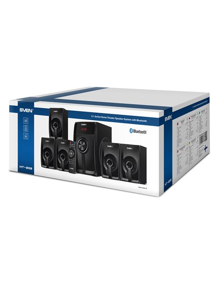 Boxe 5.1 SVEN HT-202 / 80W RMS / Bluetooth / FM-tune / USB Flash / SD card / Black