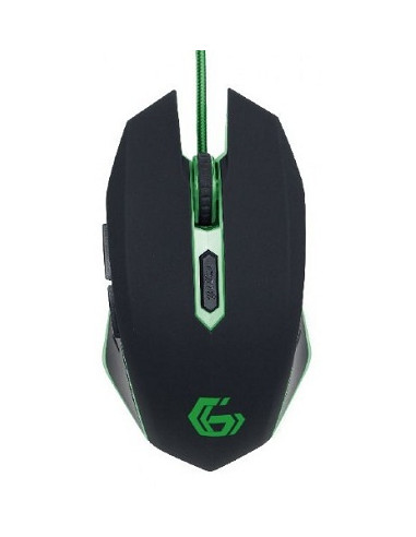 Gembird MUSG-001-G, Gaming Optical Mouse, 2400dpi adjustable, 6 buttons, Illuminated scroll wheel, logo and side accents; No...