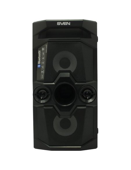 SVEN PS-650 Black, Bluetooth Portable Speaker, 50W RMS, Effective multi-colored lighting, LED display, FM tuner, USB & microS...