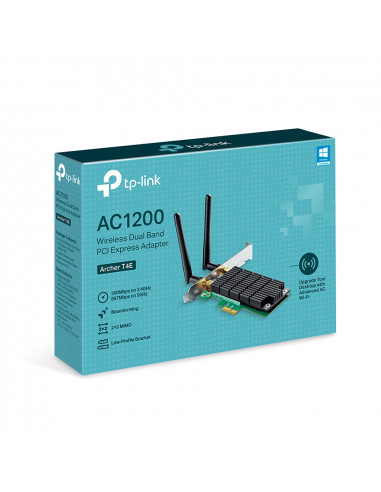 TP-LINK Archer T4E AC1200 Wireless Dual Band PCI Express Adapter, 867Mbps on 5GHz + 300Mpbs on 2.4GHz, 802.11a/b/g/n/ac, 2 D...