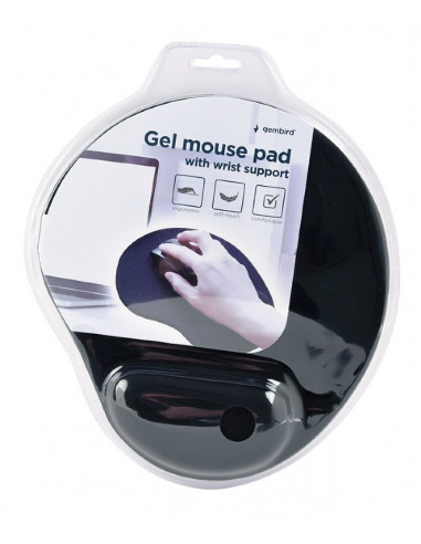 Gembird MP-GEL-BK, Gel mouse pad with wrist support, black
