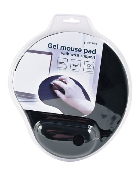 Gembird MP-GEL-BK, Gel mouse pad with wrist support, black